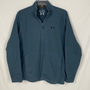 Under Armour Cold Gear 1/4 Zip Blue Pullover Golf Sweatshirt Size XL Pockets Men